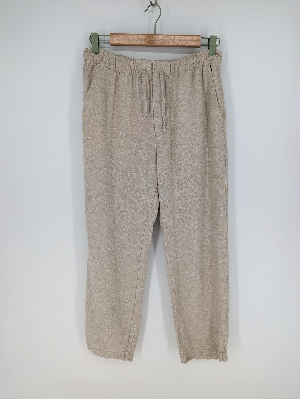 GAP Mid Rise Easy Pants Pull-on Drawstring Linen-Blend Flax Size Small 2025